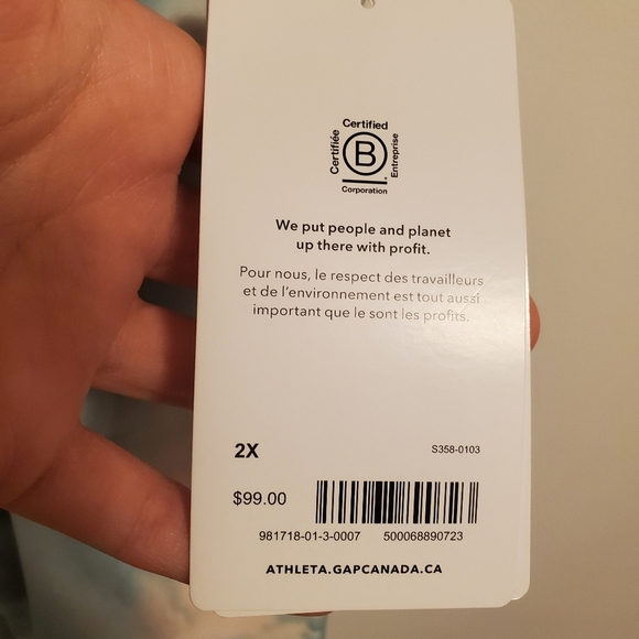 NWT Athleta Elation Printed 7/8 tight. Tie dye. Marine. White, blue, orange. 2X. - Picture 7 of 10